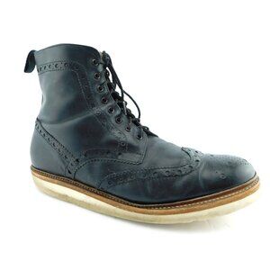 GRENSON Black Leather Lace-up Brogue Boots 12G / 12UK